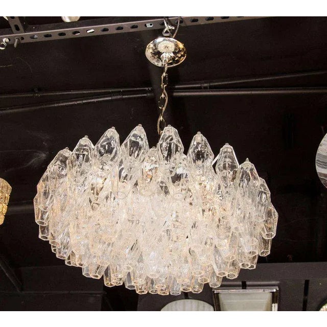Metal Modernist Handblown Translucent Murano Glass Polyhedral Chandelier For Sale - Image 7 of 8