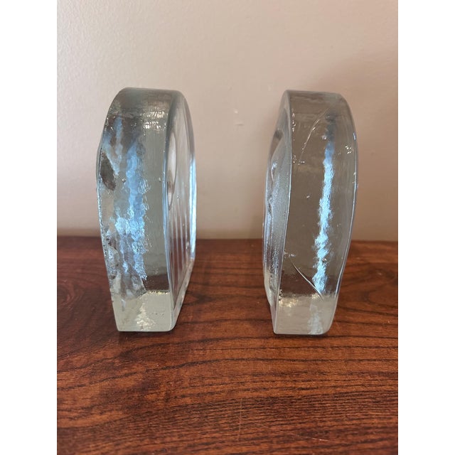 Transparent Vintage Blenko Glass Elephant Bookends MCM For Sale - Image 8 of 8