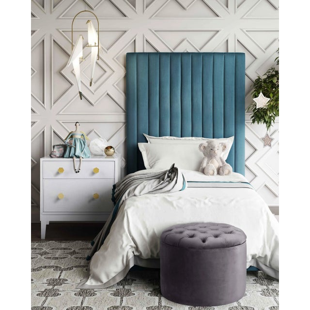 2020s Queen Grey Velvet Storage Ottoman For Sale - Image 5 of 6