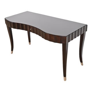 Barbara Barry for Baker Furniture Modern Art Deco Dark Mahogany Writing Desk, Newly Refinished For Sale