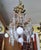 1940s 1940's Hollywood Regency Gilt & Verdigris Bronze, Crystal & Tole Floral Pendant/ Chandelier For Sale - Image 5 of 18