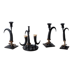 Black Forest Claw & Horn Desk Set and Candle Holders, 19th Century