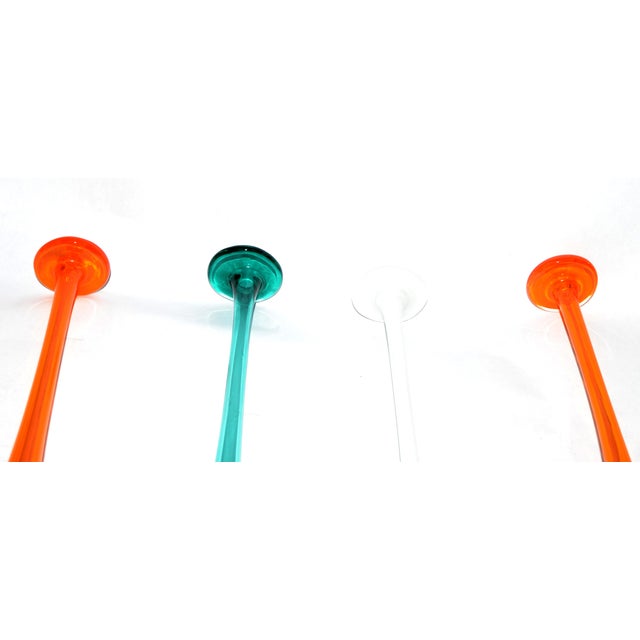 Burnt Orange Set 4 Carlo Moretti Style Blown Colorful Art Glass Bud Vase Mid-Century Modern For Sale - Image 8 of 13