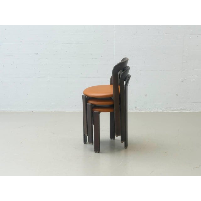 Chairs in Dark Brown Stained Beechwood by Bruno Rey for Dietiker, 1971 For Sale - Image 12 of 17
