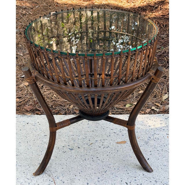 Mid-Century Modern Franco Albini Style Rattan 1960s Fish Trap Table For Sale - Image 3 of 12