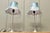 Pair of Tall Chrome Bedside Lamps, Beaded Embroidered Shades This is a lovely pair from France, the lamps have a tall...