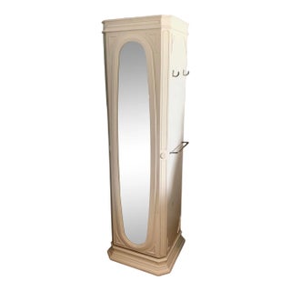 Bright White Rotating Mirrored Jewelry Armoire For Sale