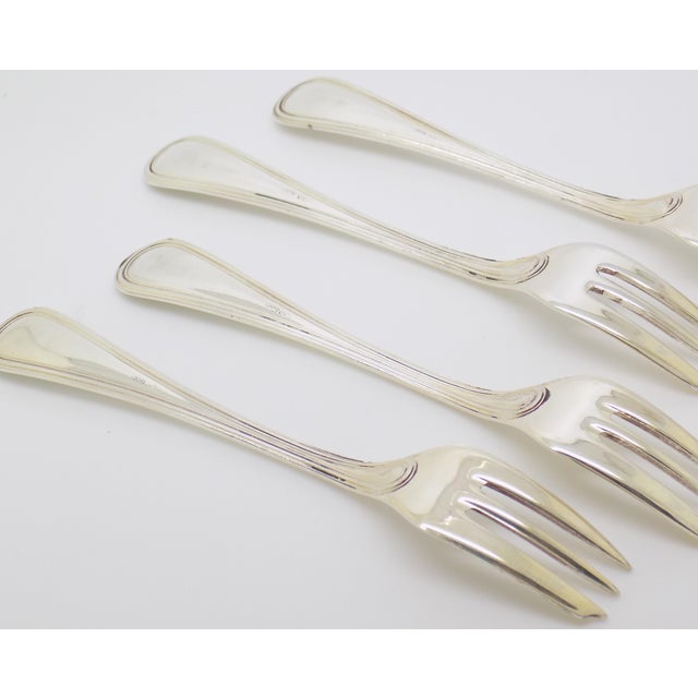 Metal Vintage Italian Handmade Genuine Silver 4 X Dessert / Fromage Cheese Forks For Sale - Image 7 of 11