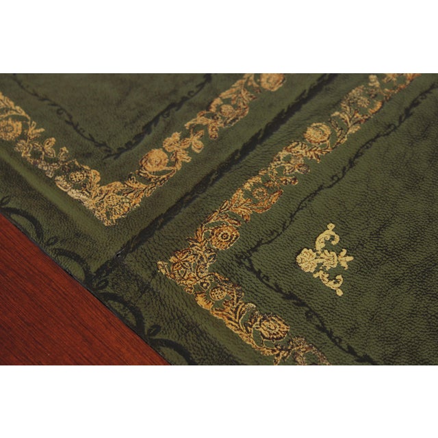 English Mahogany 3 Panel Leather Top Executive Desk For Sale - Image 10 of 16