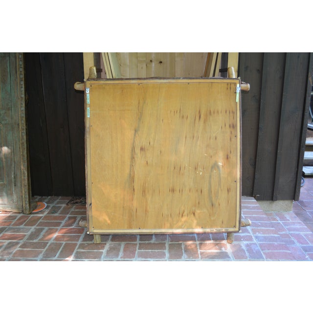Large 1990s Cabin Lodge Hand Crafted Wood / Log & Twig Square Wall Mirror For Sale - Image 10 of 12