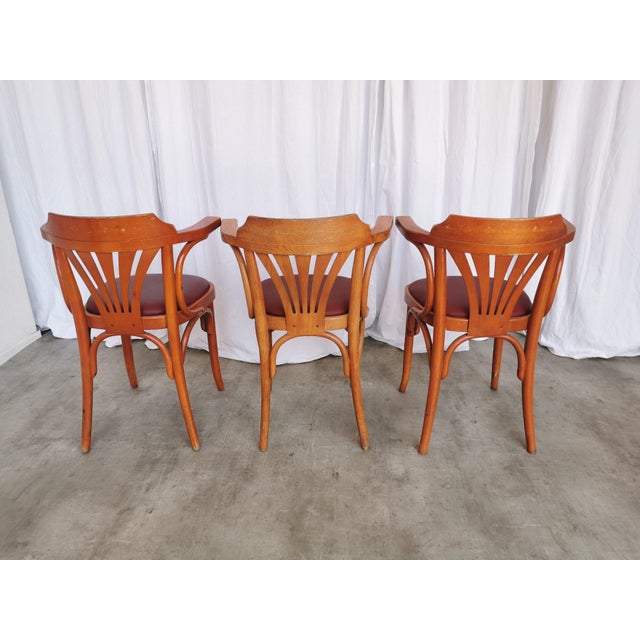 Bentwood Dining Chairs in Red Faux Leather, 1970s, Set of 3 For Sale - Image 14 of 18