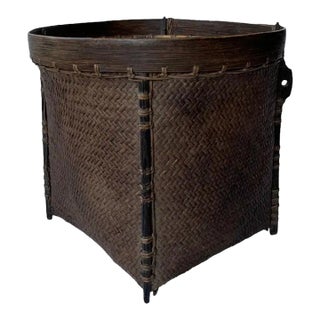 Rattan Basket Dayak Tribe Hand-Woven From Kalimantan, Borneo, Mid 20th Century For Sale