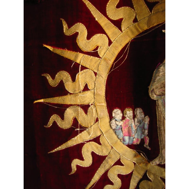 Textile Spanish Altar Embroidery Ornement of Virgin and Child , 18 Century For Sale - Image 7 of 17