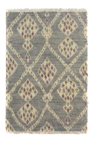 Modern Moroccan Gray & Ivory Wool Rug - 3'10 X 6'1