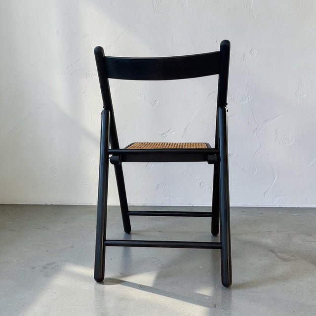 Wood Scandinavian Black Wood and Rattan Folding Chair from Ikea / Eno, Ukraine, 1993 For Sale - Image 7 of 18