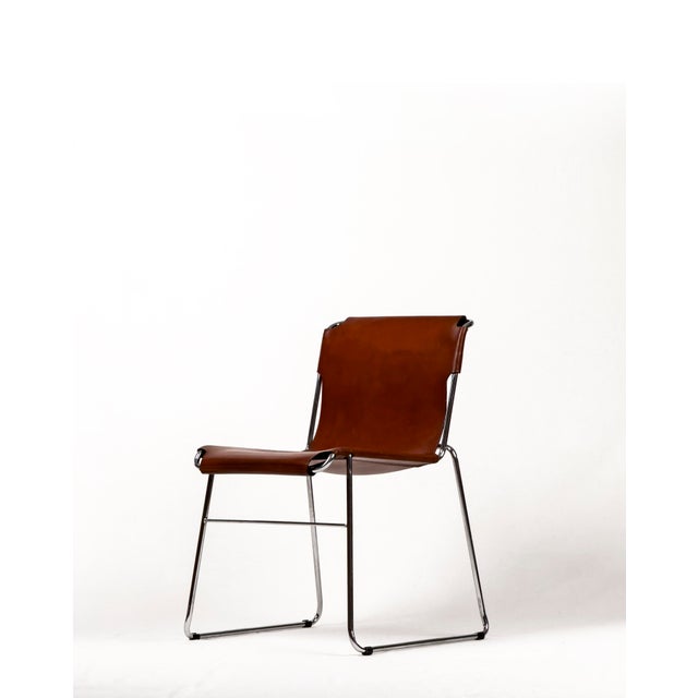 1970s Vintage Italian Chrome and Leather Chairs, 1970s, Set of 4 For Sale - Image 5 of 10