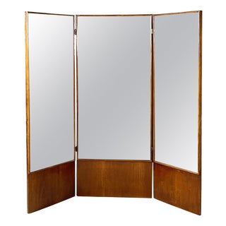 Italian Art Deco Self-Supporting Floor Mirror in Wood, 1940s For Sale