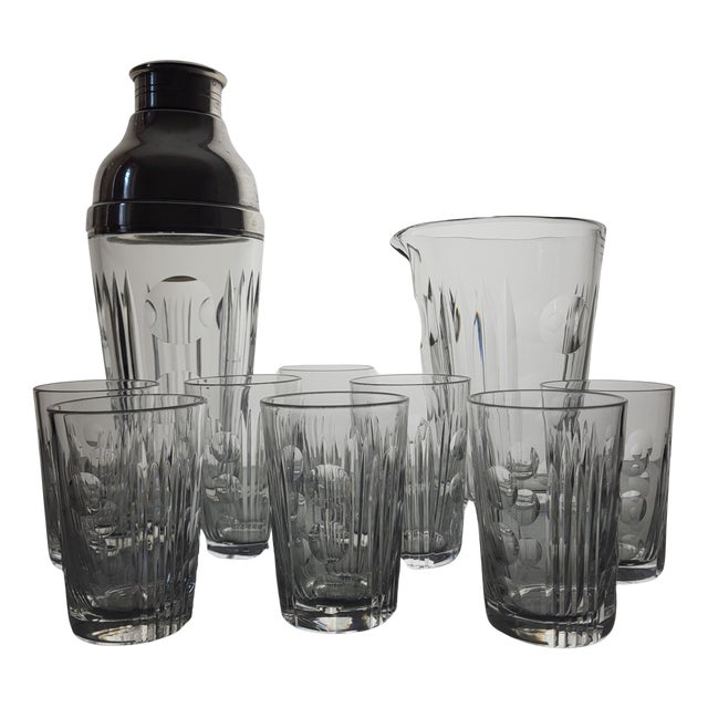 Crystal Cocktail Service from Sèvres, 1960s, Set of 10 For Sale