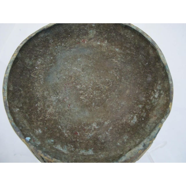Chinese Archaic Gilt Bronze Ware Ritual Wine Hu Vessel With Beast Handles For Sale - Image 11 of 11