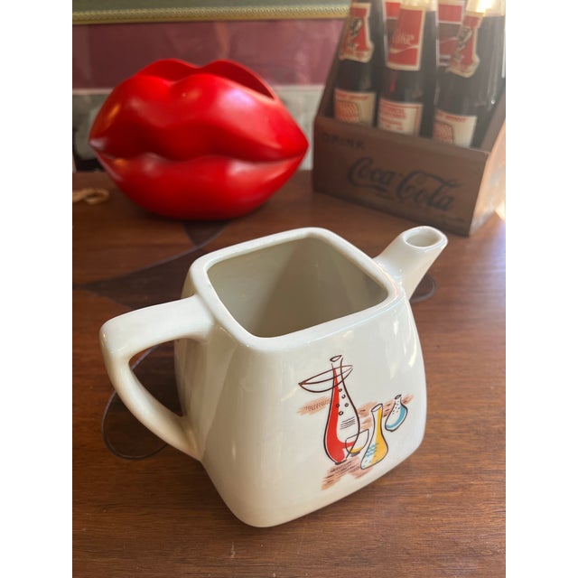 Mediterranean Vintage White Ceramic Square Teapot For Sale - Image 3 of 7