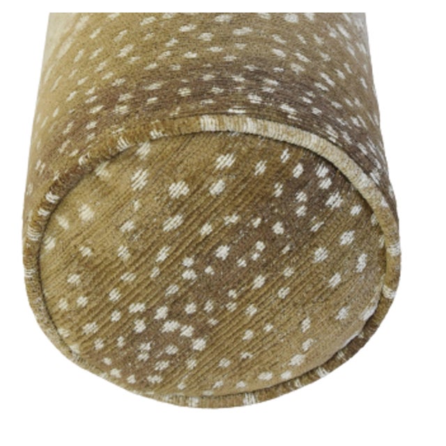 Textile Custom-Tailored Antelope Fawn Deer Spot Velvety-Chenille Bolster Pillow 25" X 8" For Sale - Image 7 of 8