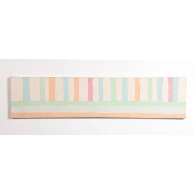 Abstract Large Original Vintage 1980s Oil on Canvas Pastel Colored Horizontal Painting #2 For Sale - Image 3 of 11