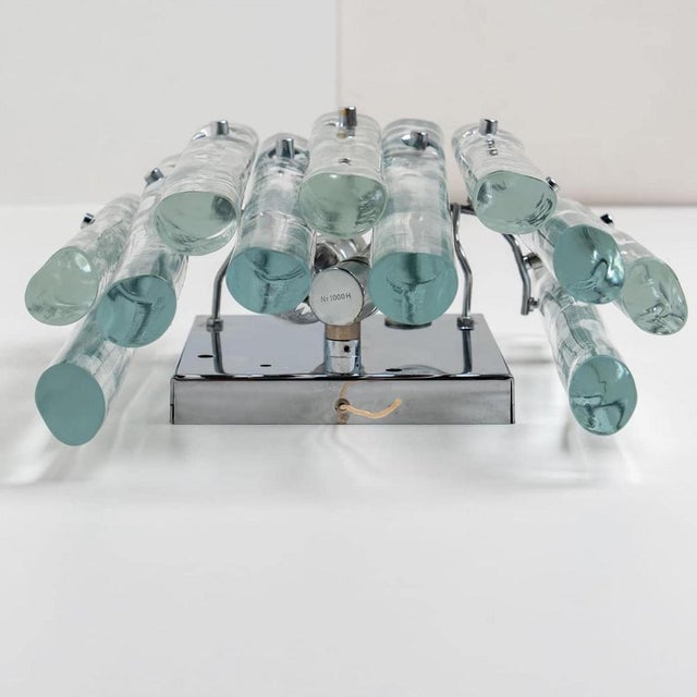 1970s Ice Glass and Chrome Wall Sconce attributed to Kinkeldey, 1970s For Sale - Image 5 of 13