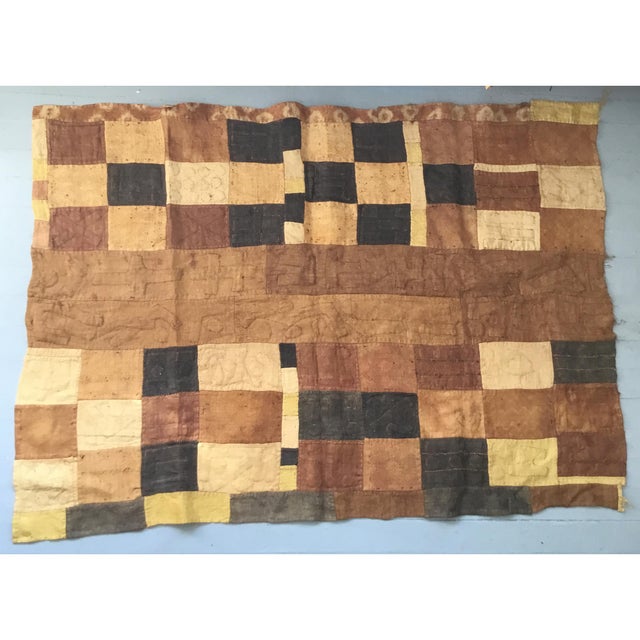 Late 20th Century Late 20th Century Kuba Raffia Patchwork Embroidered Appliquéd Abstract Shell & Beaded Cloth Textile Art For Sale - Image 5 of 11
