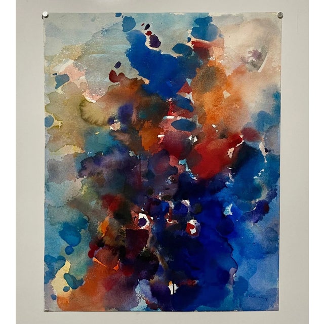 Abstract watercolor composition bearing the influence of the earlier color-block compositions of Paul Klee and Abstract...