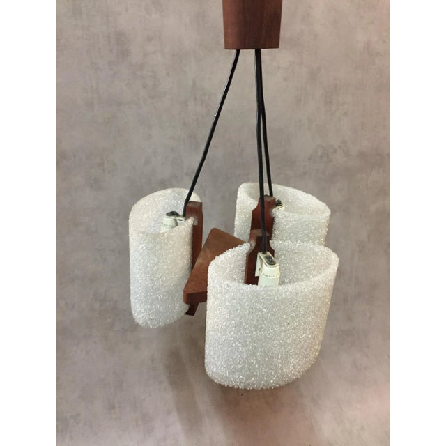 Mid-Century Modern Scandinavian Teak &amp; Acrylic Glass Pendant, 1960s For Sale - Image 3 of 8