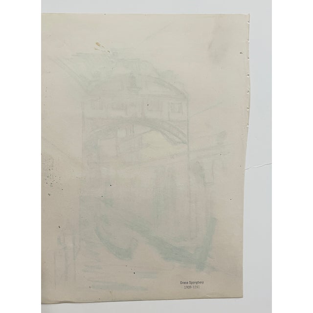 Mediterranean Grace Spongberg Venice Canal Drawing For Sale - Image 3 of 3