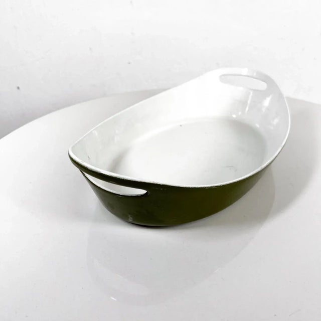 1970s Copco Oval Casserole Green Enamelware Michael Lax Denmark For Sale - Image 9 of 9