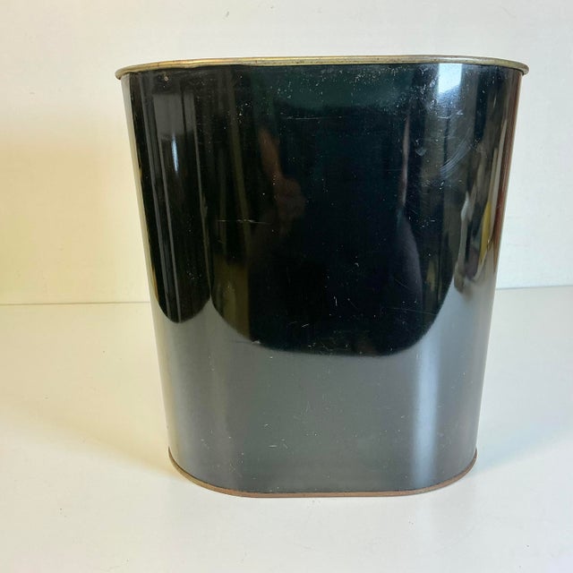 Mid-Century Boho Chic Metal Wastebasket. For Sale - Image 9 of 14