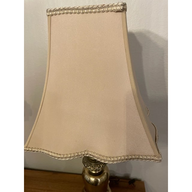 Metal Vintage Mid 20th Century Ornate Brass Lamp For Sale - Image 7 of 7