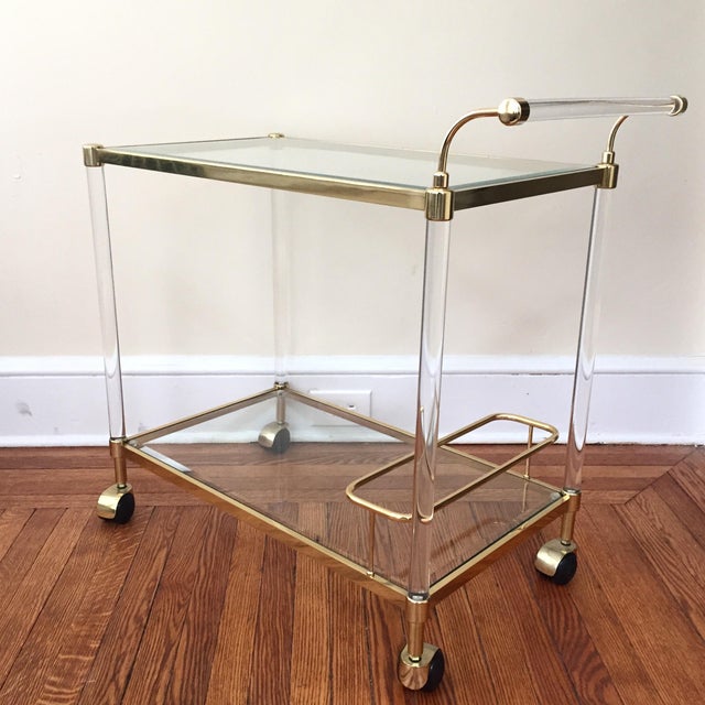 Modern Brass & Lucite Bar Cart Chairish