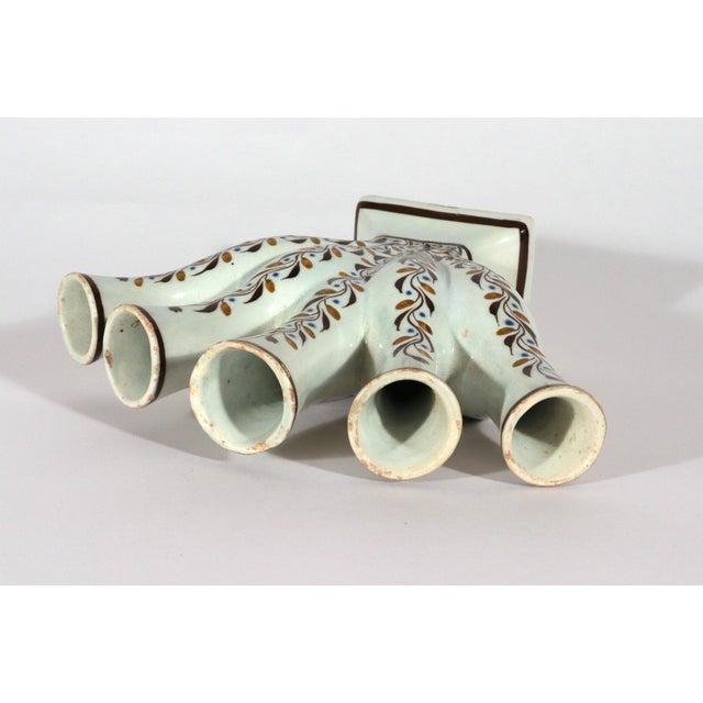 Traditional Pearlware Prattware Five-Finger Flower Vase or Quintal Circa 1795–1810 For Sale - Image 3 of 11