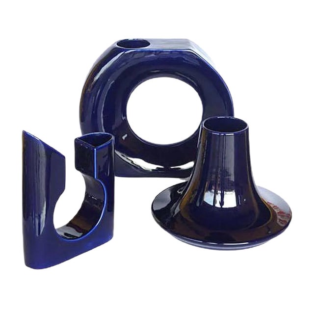 Italian Space Age Ceramic Vases, 1960s, Set of 3 For Sale