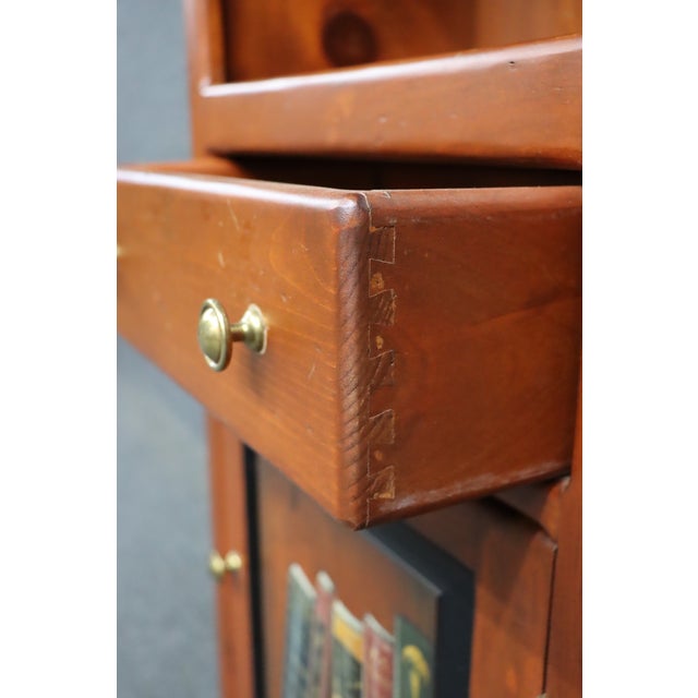 Late 20th Century Late 20th Century Tall Pine Storage Cabinet With Trompe L’Oeil Book Panel For Sale - Image 5 of 8
