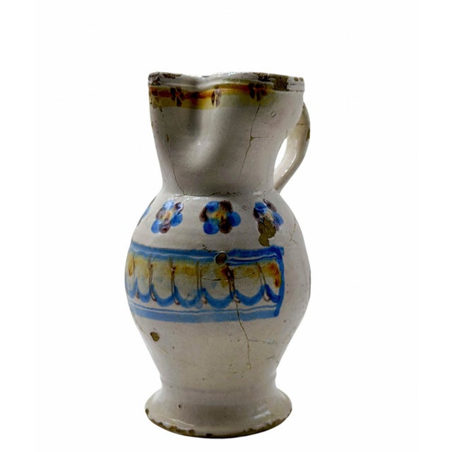 Antique Hand-Painted Majolica Ceramic Jug, Italy For Sale - Image 10 of 10