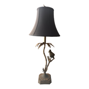 Mid 20th Century Berman Table Lamp With Parrot and Palm Leaves