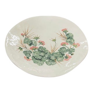 Vintage 3d Raised Geranium Botanical Ceramic Wall Platter For Sale
