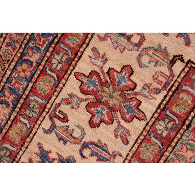 1990s Tribal Super Kazak Blue/Beige Wool Rug - 8'3'' X 10'0'' For Sale - Image 5 of 10