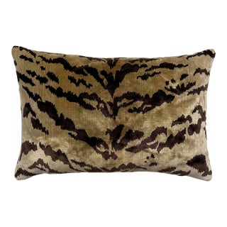 Nobilis Silk Velvet Tigre Lumbar Pillow For Sale