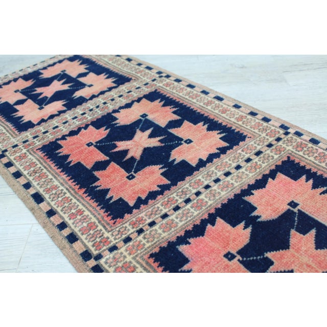 Salmon Vintage Anatolian Rug -20"x45" For Sale - Image 8 of 12