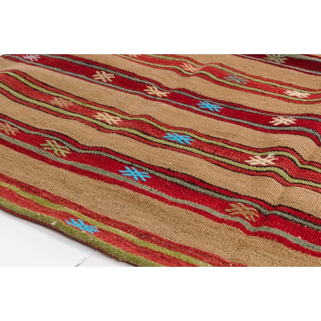 Textile 1960s Handwoven Striped Tribal Rug With Small Motifs For Sale - Image 7 of 10