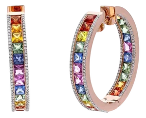 Natural multi sapphire earrings in 18k gold
