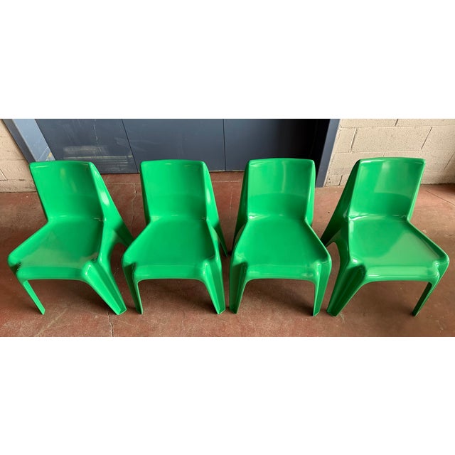 Vintage BA1171 Chairs in Green by Helmut Bätzner for Bofinger, 1970s, Set of 4 For Sale - Image 6 of 10