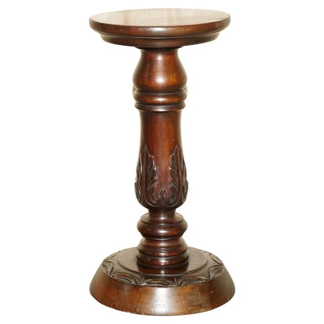 Antique Hand Carved Corinthian Pillar Jardiniere Stand For Sale - Image 10 of 10