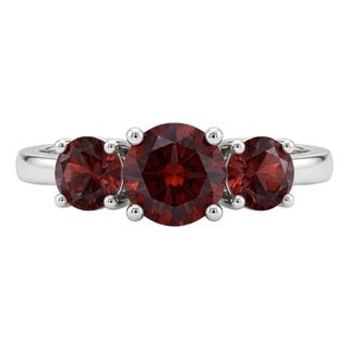 Garnet Trio Stacking Ring, Three Gemstone January Birthstone Ring in 925 Silver Us 7 For Sale