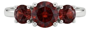 Garnet Trio Stacking Ring, Three Gemstone January Birthstone Ring in 925 Silver Us 7